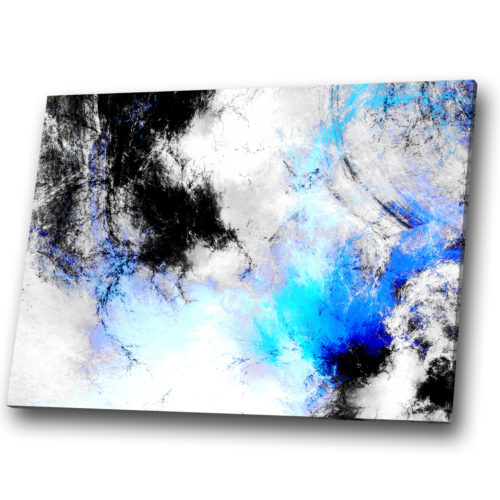 ZAB1750 Blue Black White Cool Modern Canvas Abstract Wall Art Picture Print 